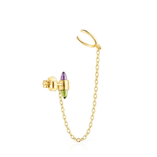 Pulseras Tous Gold Lure Chain earcuff with gemstones