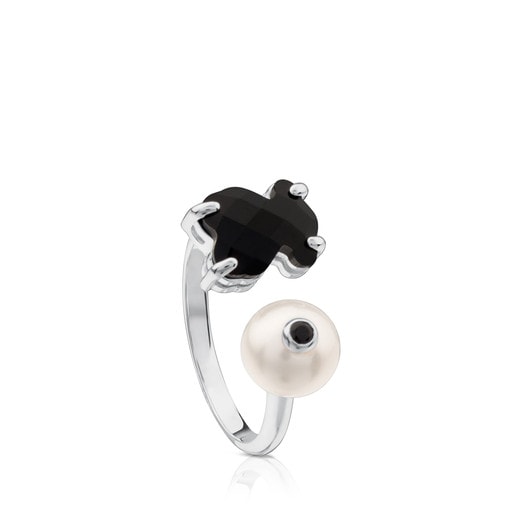Silver TOUS Erma Ring with onyx, pearl and spinels | 