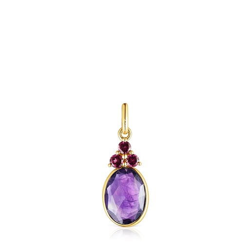 Tous Pulseras Gold Luz Pendant with Amethyst and Rhodolite