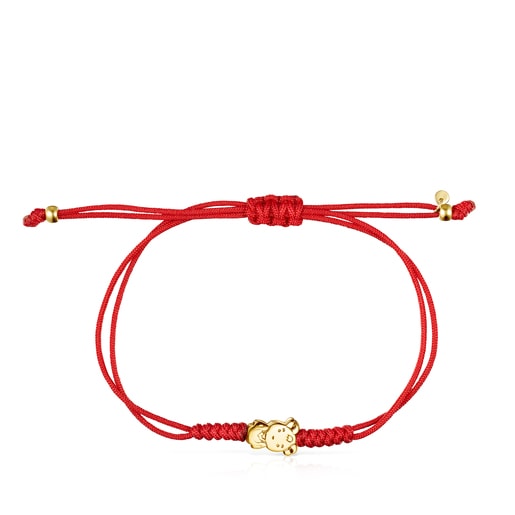 Tous Bolsas Chinese Horoscope Cord Bracelet Gold Goat in and Red