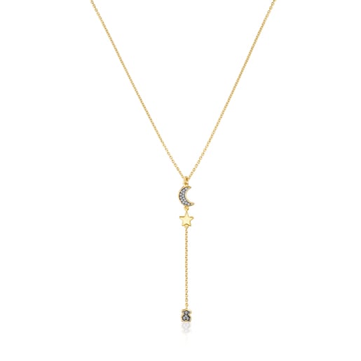 Silver Vermeil Nocturne Necklace with Diamond charms