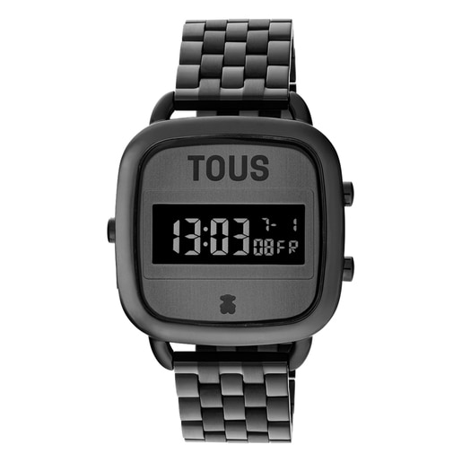 Tous steel IP black strap D-Logo with Digital watch