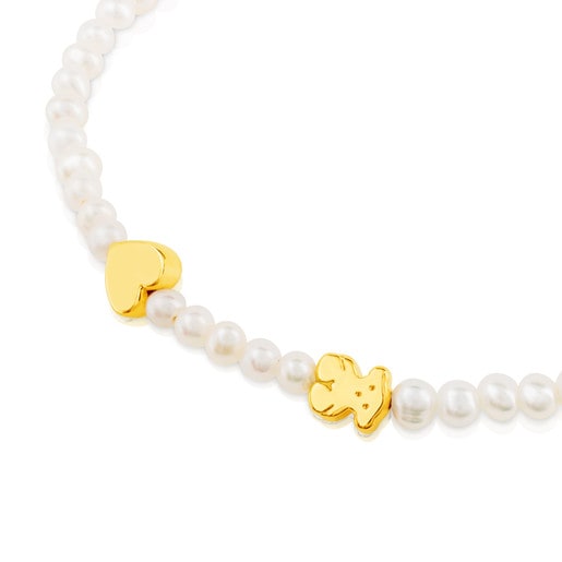 Tous Bolsas Gold Sweet Pearls. Heart Bear and Dolls XXS motifs. with Bracelet
