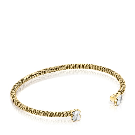 Tous with Fine Howlite Color Steel gold-colored IP Bracelet Mesh