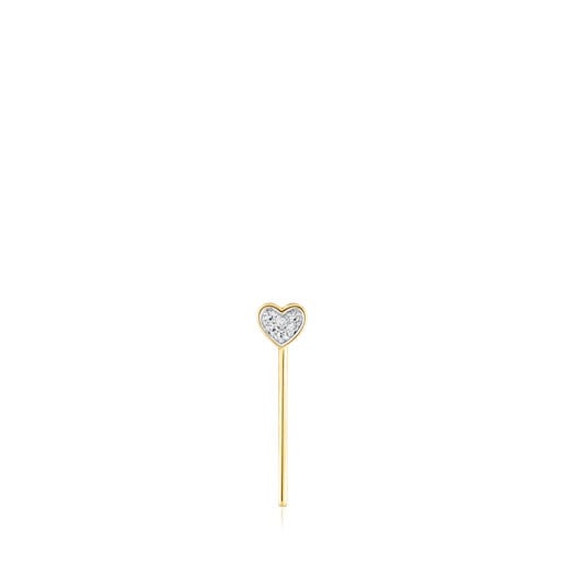 Tous Valentín Gold heart and 1/2 with motif diamonds Earring a San