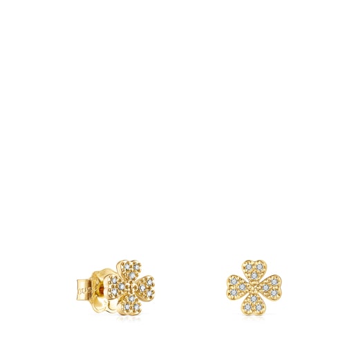 Tous Gold with Earrings Good TOUS Diamonds Vibes clover