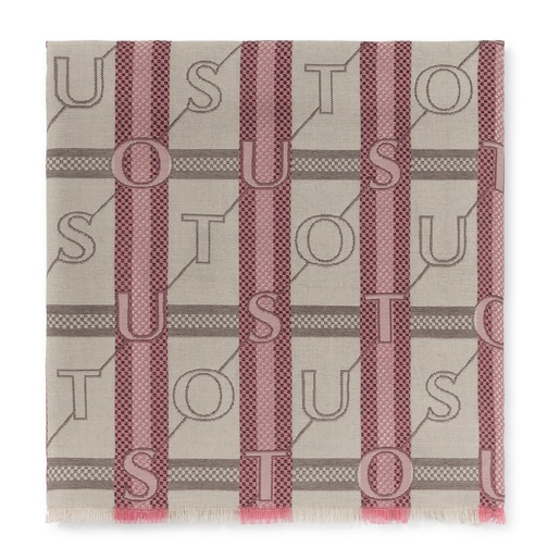Beige and pink TOUS Legacy Jacquard Foulard