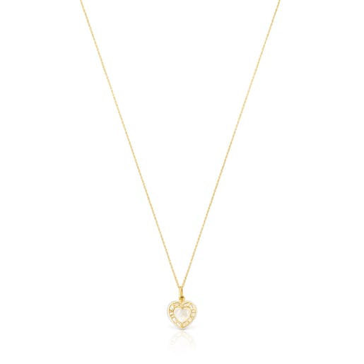 Gold Valentine's Day heart Necklace with Mother-of-pearl