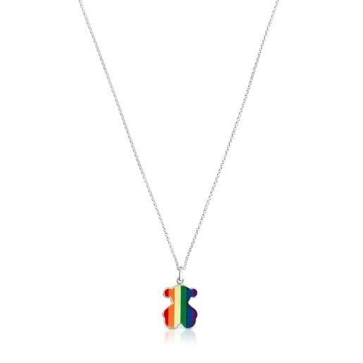 Bear silver necklace and enamel TOUS Pride | 