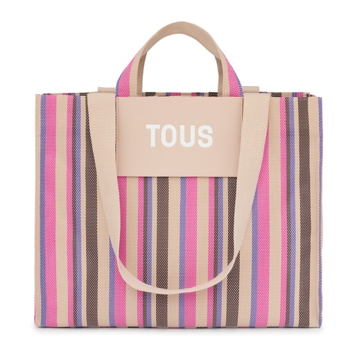 Large beige and pink TOUS Stripes Shopping bag | 