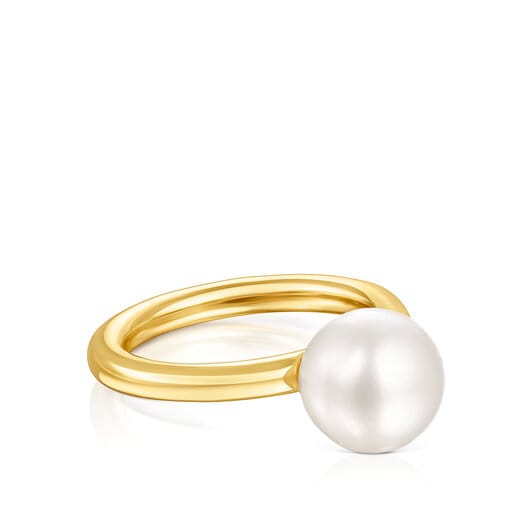 Anillos Tous Silver Vermeil Gloss Ring with Pearl
