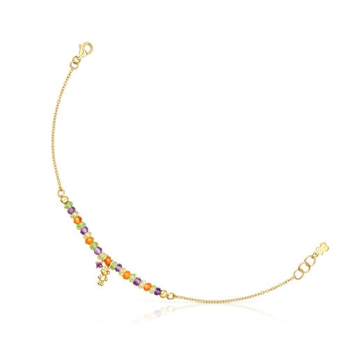 Tous Bolsas Gold TOUS Teddy Bear Bracelet with gemstones