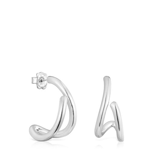 Silver Bent Hoop earrings | 