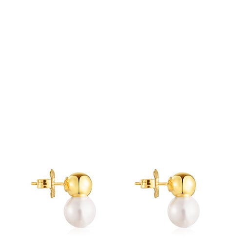 Bolsas Tous Silver Vermeil Gloss Earrings with Pearl large
