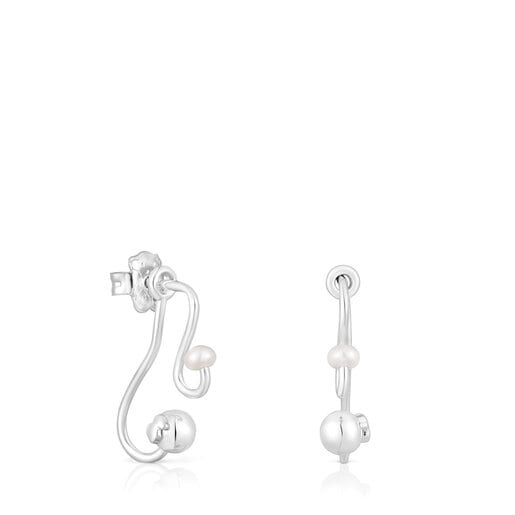 Tous earrings with cultured pearls Tsuri Silver Two-piece