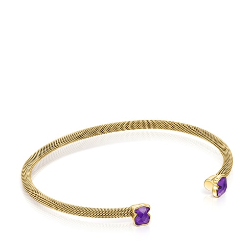 Tous Color Amethyst Bracelet IP Fine Steel Mesh gold-colored with