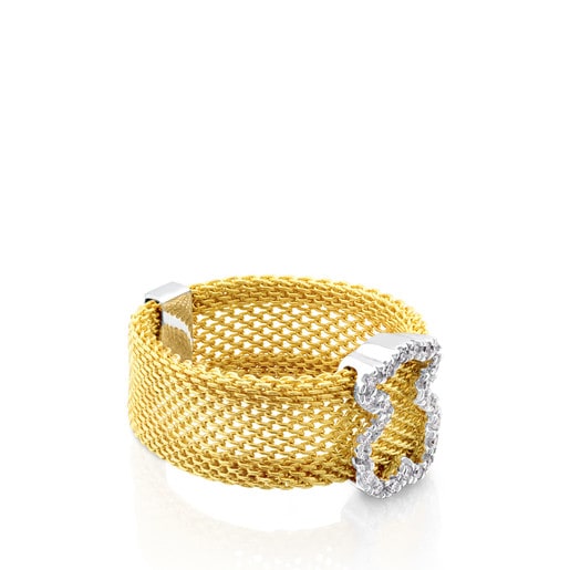 Anillos Tous Gold Icon Mesh Ring Diamonds in with