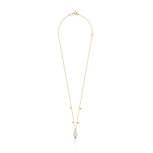 Tous Pulseras Gold Virtual Garden Necklace with chalcedony and gemstones
