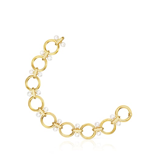 Tous Hold Bracelet with Pearls rings Silver Vermeil