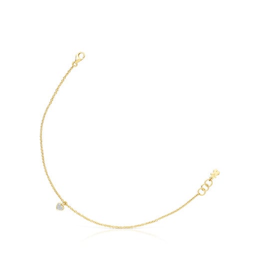 Bolsas Tous San Valentin Bracelet in gold with diamonds and a heart motif