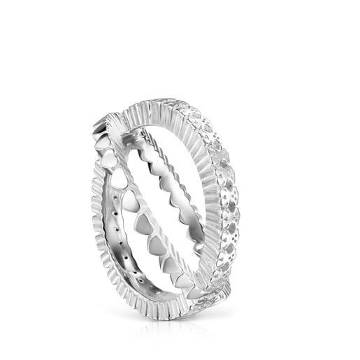 Tous Ring TOUS crossed 1,3cm Silver Straight