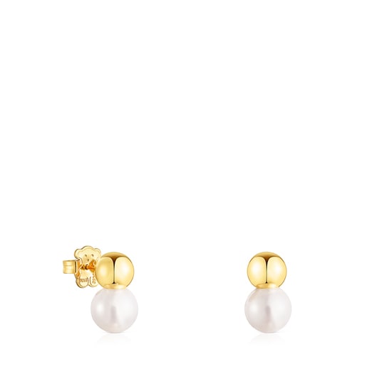 Tous Pearl Silver Gloss Vermeil Earrings large with