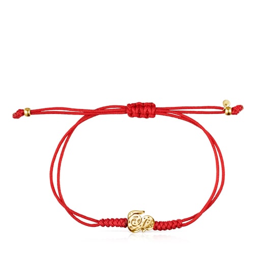 Tous Bolsas Chinese Horoscope Snake Cord in Bracelet Red and Gold