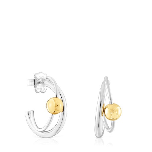 Silver and silver vermeil Plump Double hoop earrings | 
