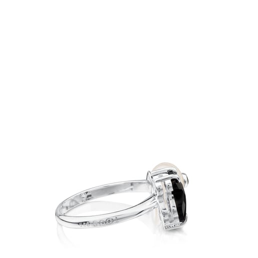 Anillos Tous Silver TOUS Erma Ring with pearl onyx, and spinels