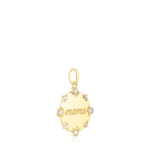 Tous Pulseras Gold TOUS Mama medallion Pendant diamonds and with opal