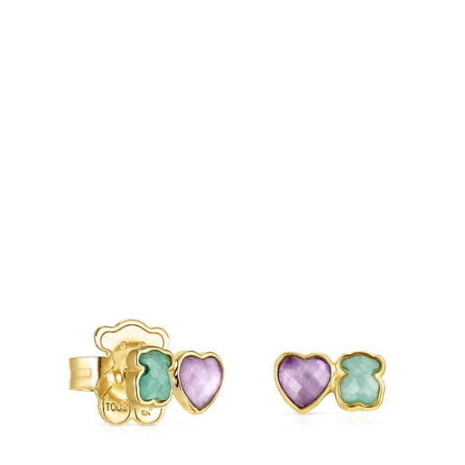 Tous Perfume Glory Earrings in Amazonite and Vermeil Silver Amethyst with
