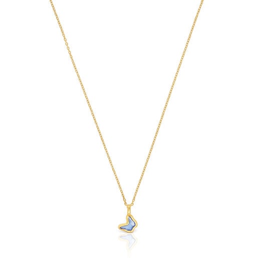 Silver vermeil Gregal blue butterfly necklace | 