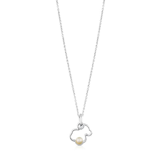 Bolsas Tous Silver Silueta Necklace with Pearl