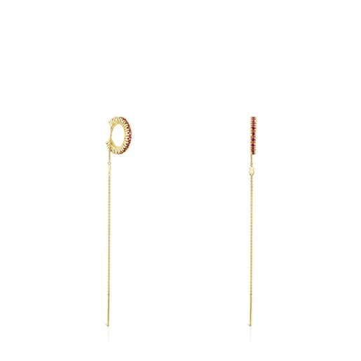 Silver vermeil TOUS Straight Earcuff earrings with rhodolites | 