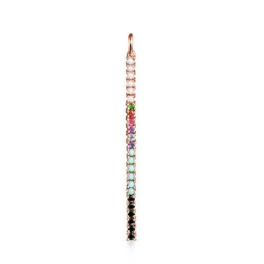 Straight bar Pendant in Rose Silver Vermeil with Gemstones