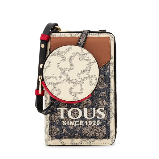 Tous Black wallet pouch and hanging phone Icon beige with Kaos