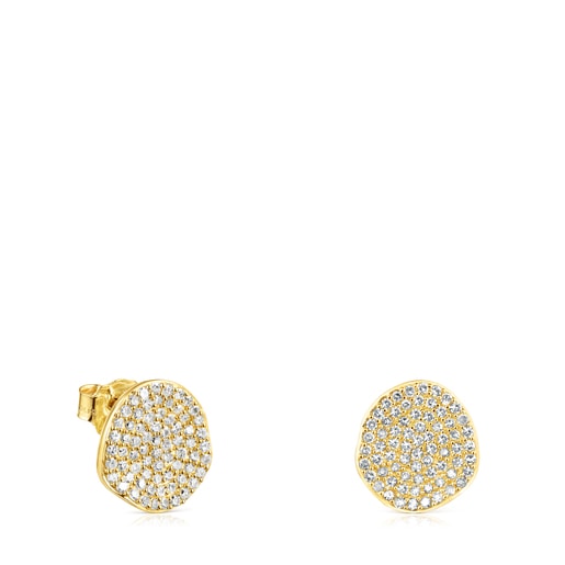 Gold Nenufar Earrings with Diamonds | 