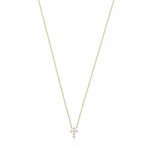 Tous Cross Gold necklace of diamonds 0.09ct with Classiques Les
