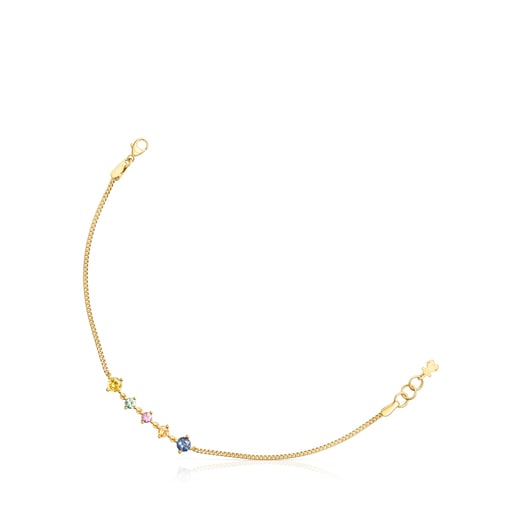 Tous Bolsas Silver Vermeil Glaring Bracelet with multicolored Sapphires