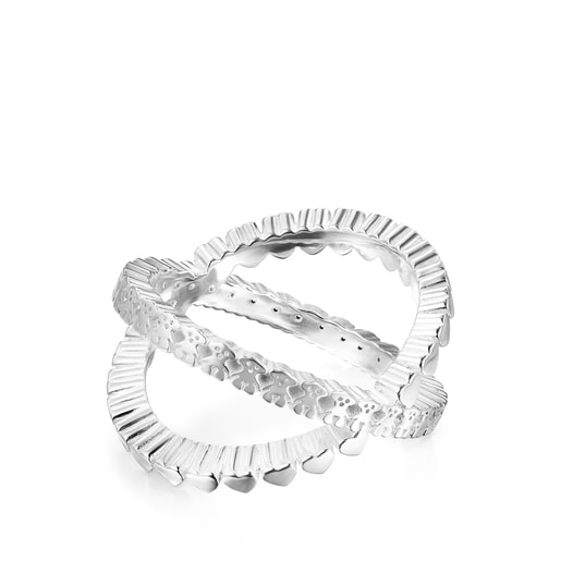 Anillos Tous Silver TOUS Straight 1,3cm Ring crossed