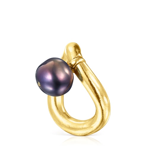 Silver vermeil Hav Ring with gray pearl | 