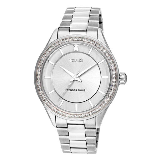 Tous with cubic Watch Steel zirconia T-Shine