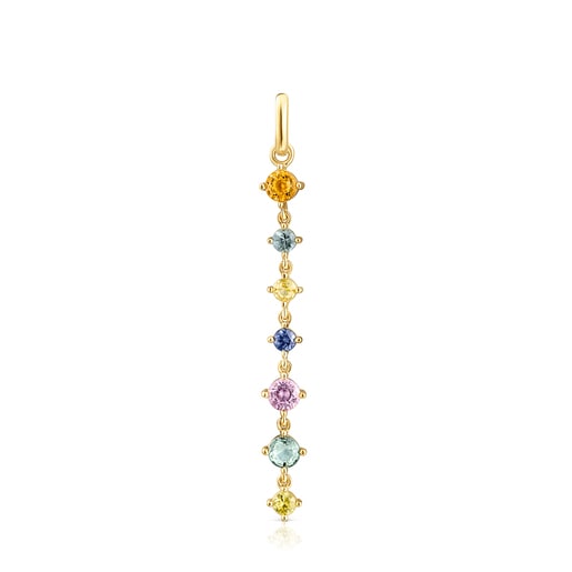 Tous Pulseras Long Silver Vermeil Glaring Pendant with multicolored Sapphires