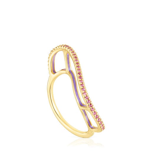 Tous Silver Gregal vermeil with rhodolites ring