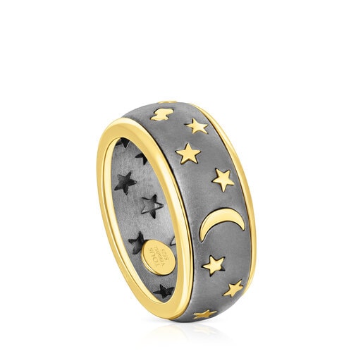 Tous Ring Twiling dark and Silver vermeil silver