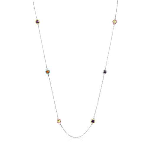 Tous and gemstones Colors Vibrant TOUS with Silver enamel Necklace