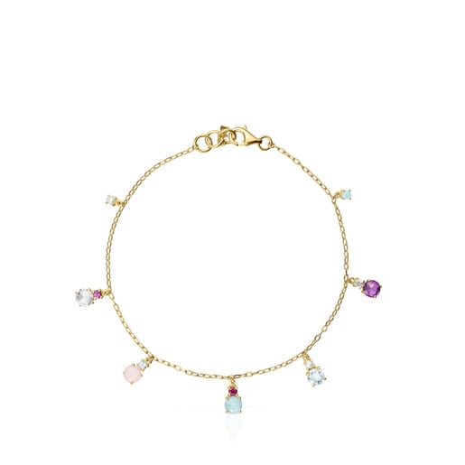 Tous Bolsas Mini Ivette Bracelet in Gold Gemstones with
