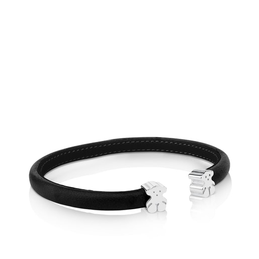 Tous Leather and Silver Dolls Black Bracelet Sweet