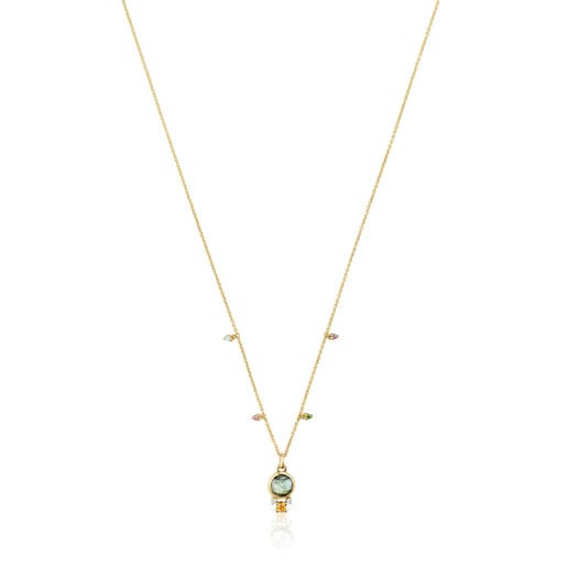 Gold Virtual Garden Necklace with labradorite and gemstones | 