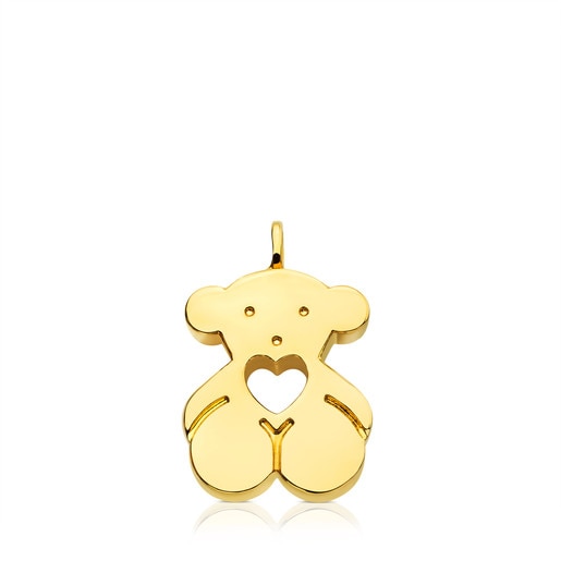 Gold Sweet Dolls Pendant big size. Bear motif with heart hole | 